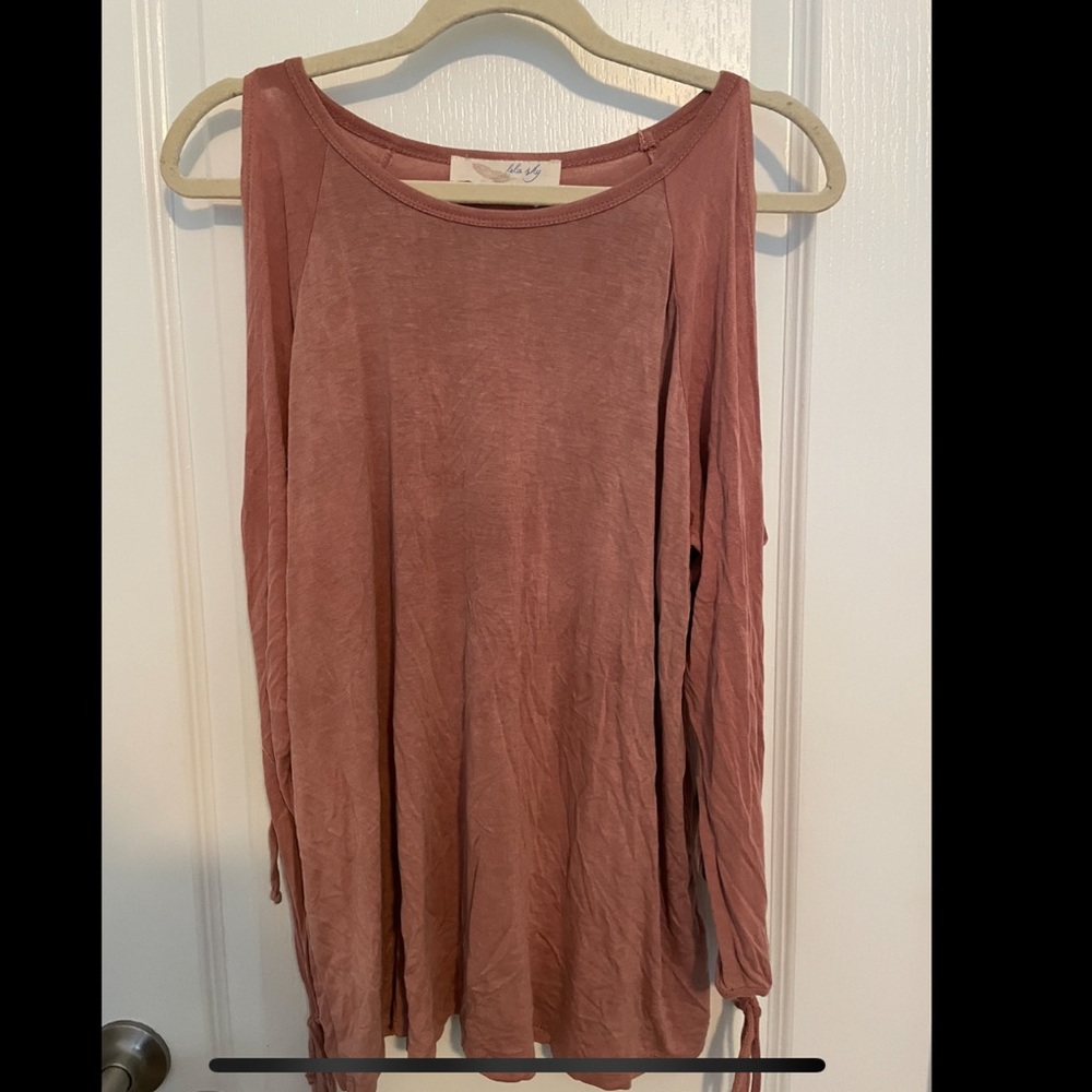Lela Sky Cold Shoulder Long Sleeve Top